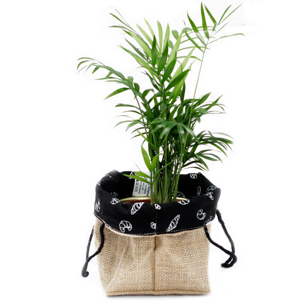 Black Jute & Cotton Gift Bag