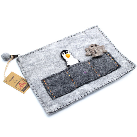 Children's Felt Tablet Case with Finger Puppets