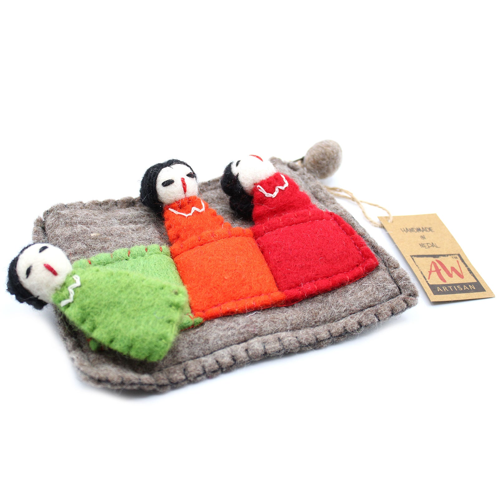 Felt Pouch Purse with Finger Puppets - Friends