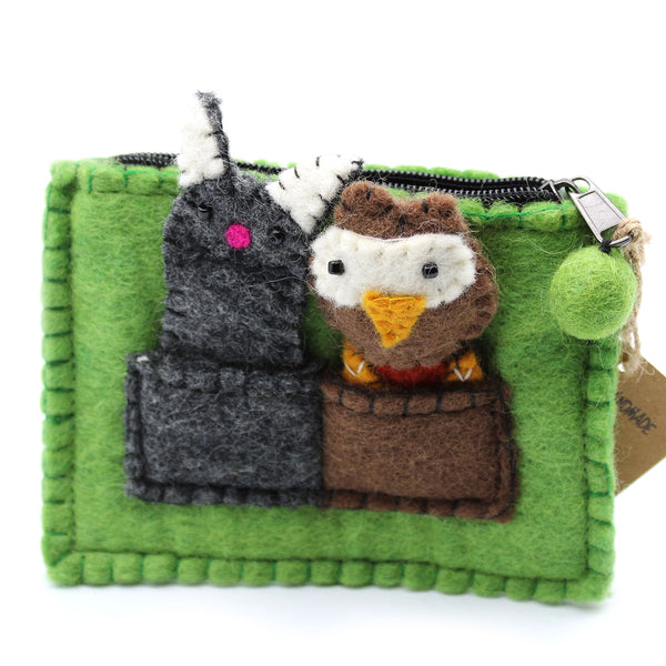 Felt Pouch Purse with Finger Puppets - Owl & Pussycat