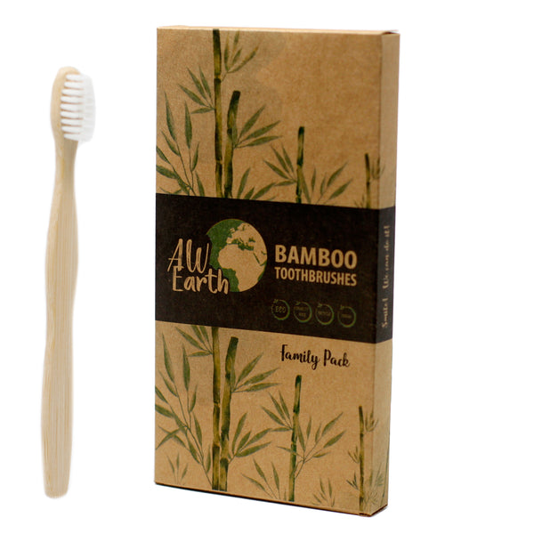 Medium Soft White Bamboo Toothbrush - Family Pack of 4