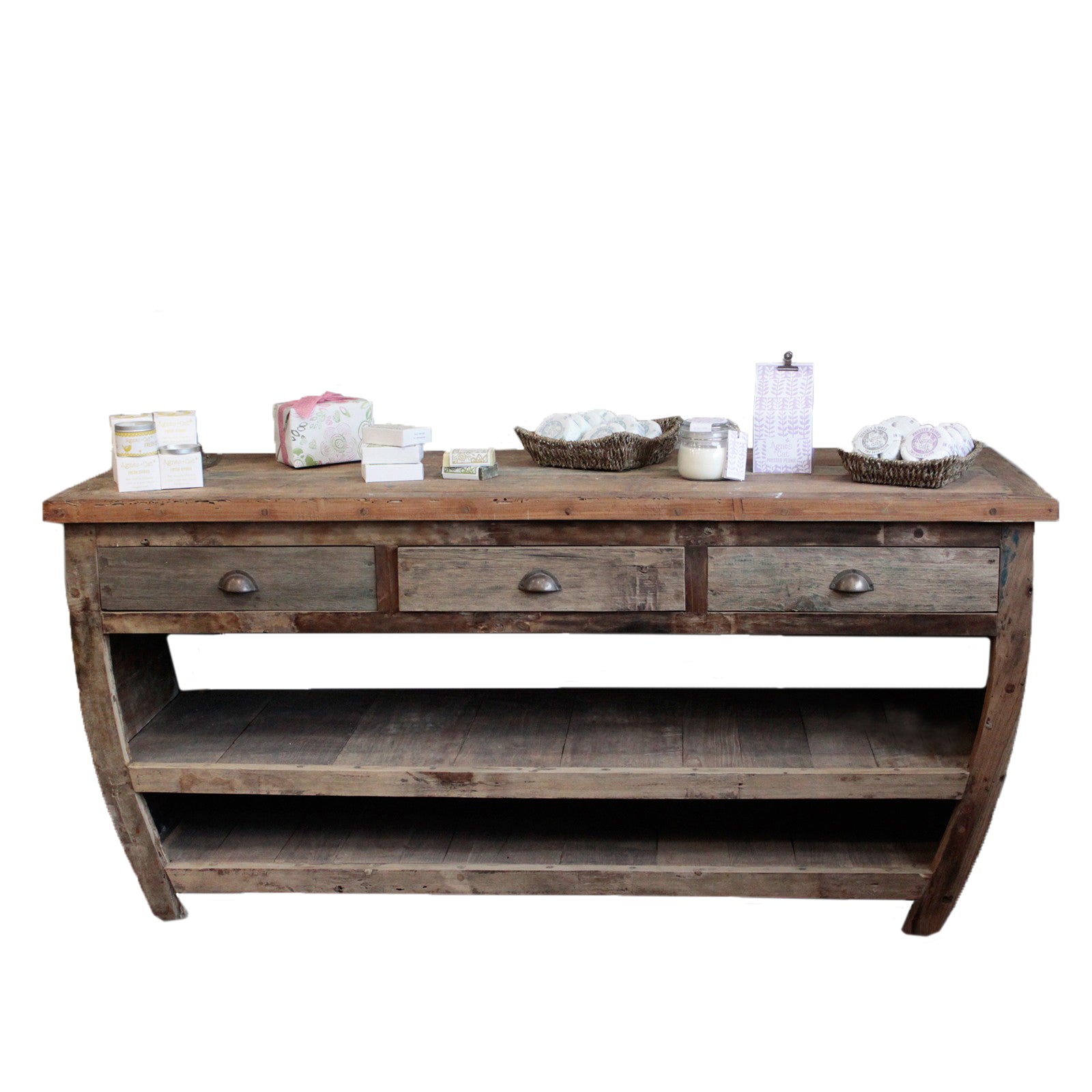 Recycled Wooden Shelved Console Table