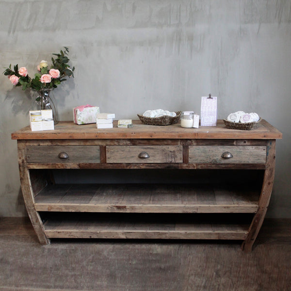 Recycled Wooden Shelved Console Table