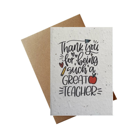 Seed Paper Greetings Card - Thank You Teacher